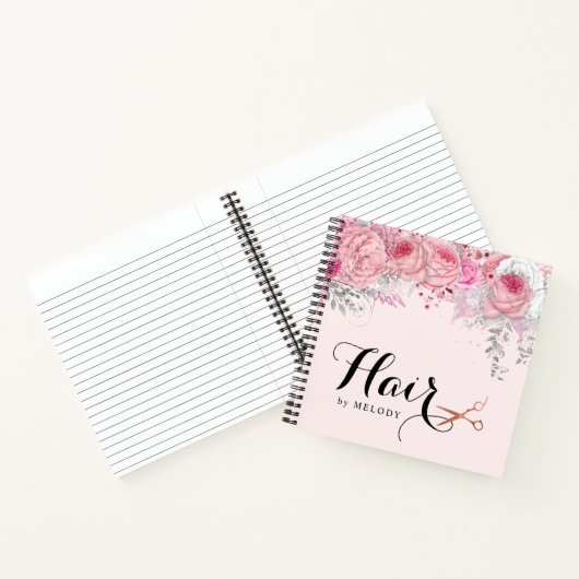 Carnet Elégant rose en cuivre ciseaux en or coiffeuse (Intérieur)