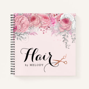 Carnet Elégant rose en cuivre ciseaux en or coiffeuse