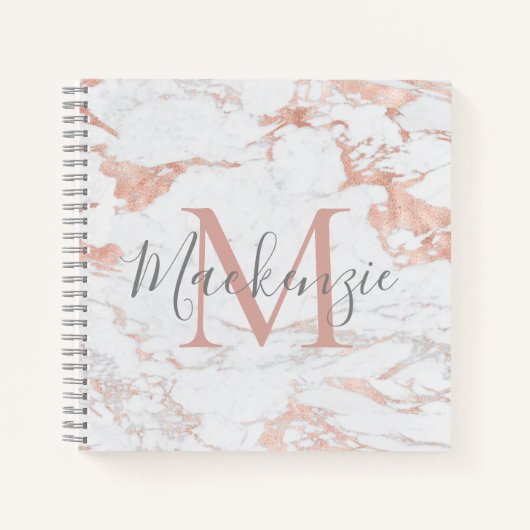 Carnet Élégant Rose en marbre d'or (Devant)