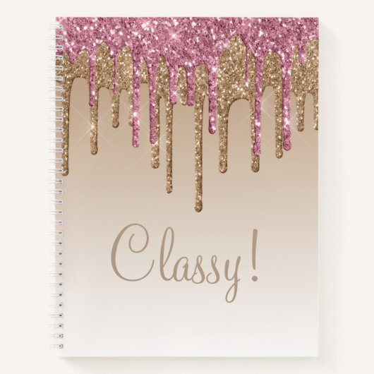 Carnet Élégant rose et or Parties scintillant Classy Scri (Devant)