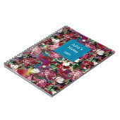 Carnet Élégant rose fleurs rouge motif monogramme (Côté gauche)