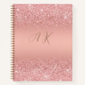 Carnet Élégant Rose Gold Luxe Shimmer Monogramme (Devant)