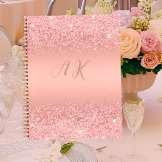 Carnet Élégant Rose Gold Luxe Shimmer Monogramme