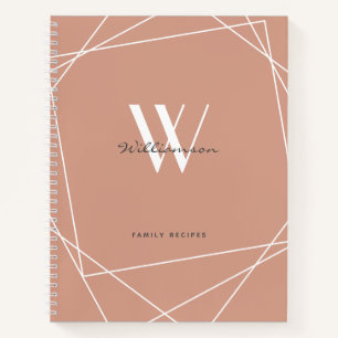 Carnet Élégant Rose Gold Monogramme Nom de famille Rece