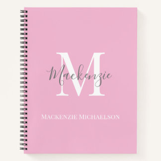Carnet Élégant rose gris Nom du monogramme personnalisé