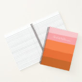 Carnet Élégant rose orange Abstrait rayures Nom du script (Intérieur)