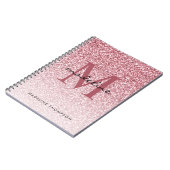 Carnet Élégant Rose Parties scintillant or Girly Monogram (Côté gauche)