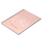 Carnet Élégant Rose Parties scintillant or Monogramme (Côté gauche)