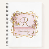 Carnet Élégant Rose Parties scintillant or Rose Monogramm (Devant)