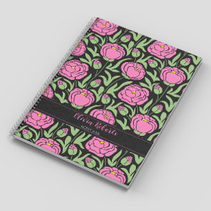 Carnet Elégant rose Peony Flowers Personnalisé