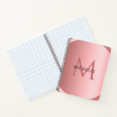 Carnet Élégant Rose personnalisé Monogramme or Modèle mod (Intérieur)