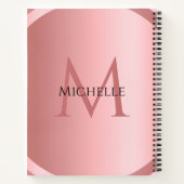 Carnet Élégant Rose personnalisé Monogramme or Modèle mod (Dos)