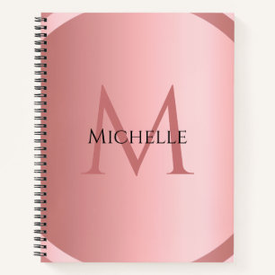 Carnet Élégant Rose personnalisé Monogramme or Modèle mod