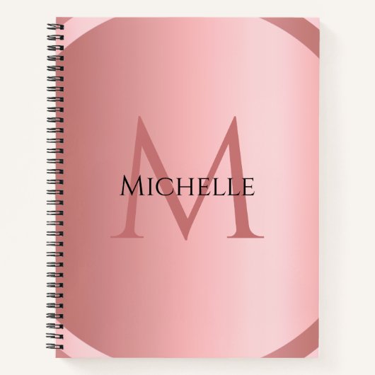 Carnet Élégant Rose personnalisé Monogramme or Modèle mod (Devant)