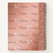 Carnet Élégant rose Rose Parties scintillant or métal Mon (Dos)