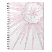 Carnet Elégant rose Sun Moon Doodle Mandala White Design (Devant)