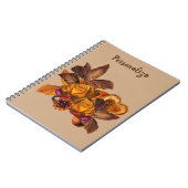 Carnet Elégant Roses d'or Automne Bouquet floral (Côté gauche)