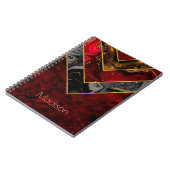 Carnet Elégant rouge noir corbeille d'or géométrique (Côté gauche)