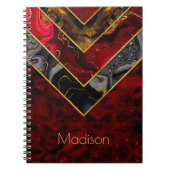 Carnet Elégant rouge noir corbeille d'or géométrique (Devant)