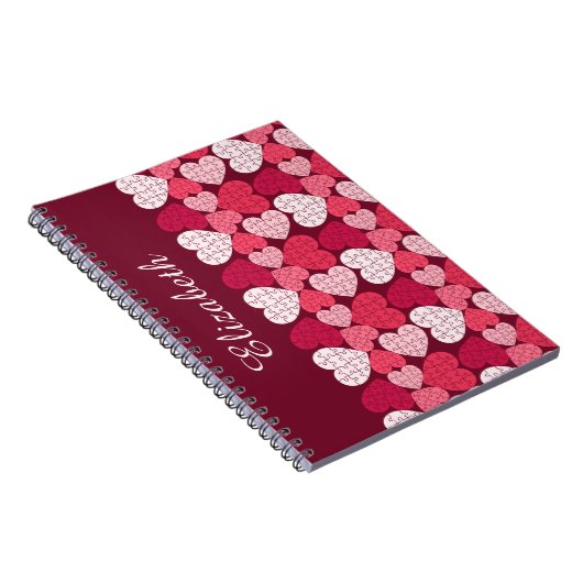 Carnet Élégant Rouge rose Jigsaw Puzzle Motif Nom (Côté Droit)