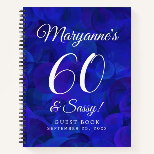 Carnet Elégant Royal Blue 60 & Sassy Birthday Party (Devant)