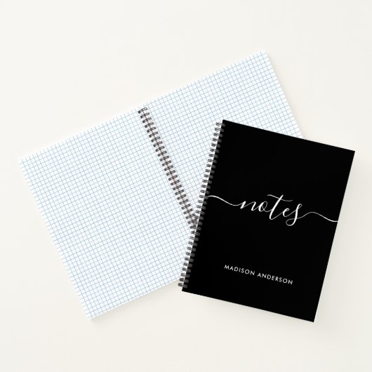 Carnet Élégant Script Black White Notes Typographie (Intérieur)