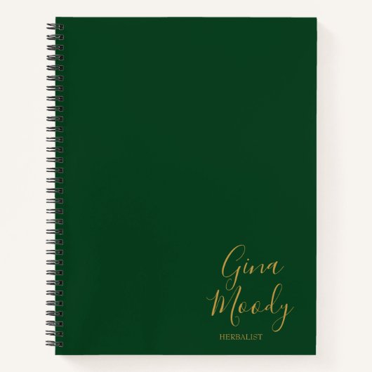Carnet Élégant script d'entreprise vert (Devant)