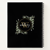 Carnet Élégant Script Floraison Chic Monogramme Noir (Dos)