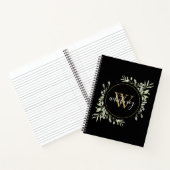 Carnet Élégant Script Floraison Chic Monogramme Noir (Intérieur)