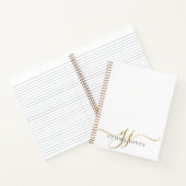 Carnet Élégant Script Gold Monogramme Initiales Nom (Intérieur)