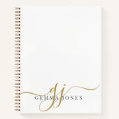 Carnet Élégant Script Gold Monogramme Initiales Nom (Devant)