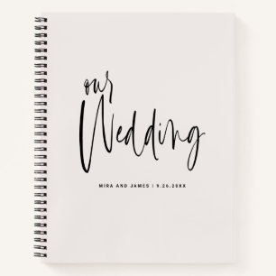Carnet Élégant Script gracieux Ecru Plans Mariage