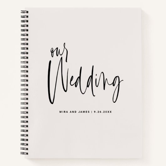 Carnet Élégant Script gracieux Ecru Plans Mariage (Devant)