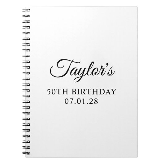 Carnet Élégant Script Invité 50e Anniversaire (Devant)