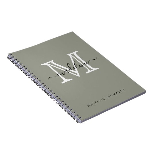 Carnet Élégant Script moderne Monogramme de brouillard À  (Côté Droit)