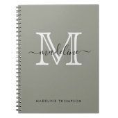 Carnet Élégant Script moderne Monogramme de brouillard À  (Devant)