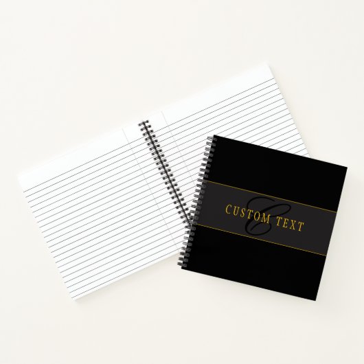 Carnet Elegant Script Monogram Black & Gold (Intérieur)