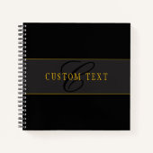 Carnet Elegant Script Monogram Black & Gold (Devant)