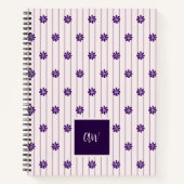 Carnet Élégant script Monogramme Indigo Doodle Fleur d'In (Devant)