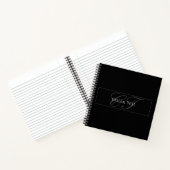 Carnet Élégant Script Monogramme modifiable noir gris bla (Intérieur)