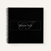 Carnet Élégant Script Monogramme modifiable noir gris bla (Devant)