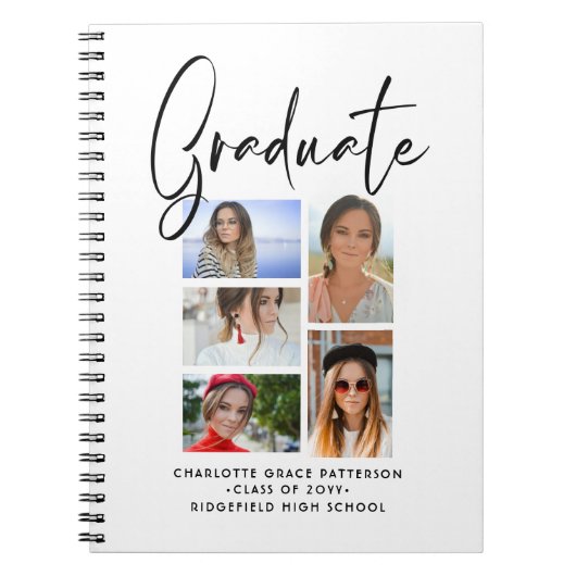 Carnet Élégant Script Multi Photo Graduate (Devant)