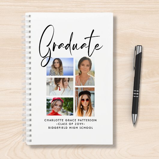 Carnet Élégant Script Multi Photo Graduate