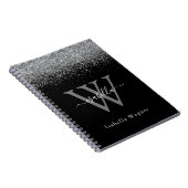 Carnet Élégant script pailleté argent monogrammé (Côté Droit)