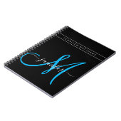 Carnet Élégant script personnalisé Monogramme noir bleu (Côté gauche)