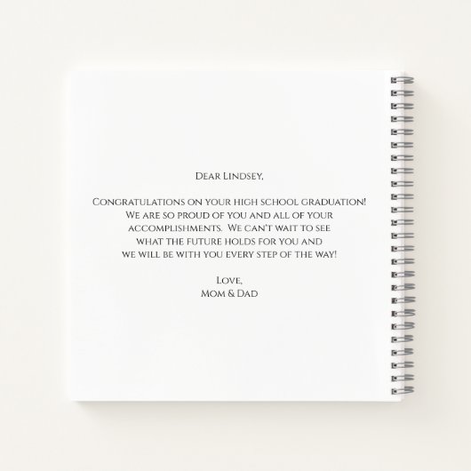 Carnet Élégant Script Photo Graduation Keepsaké invité (Dos)