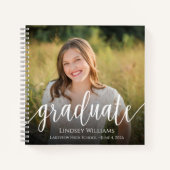 Carnet Élégant Script Photo Graduation Keepsaké invité (Devant)