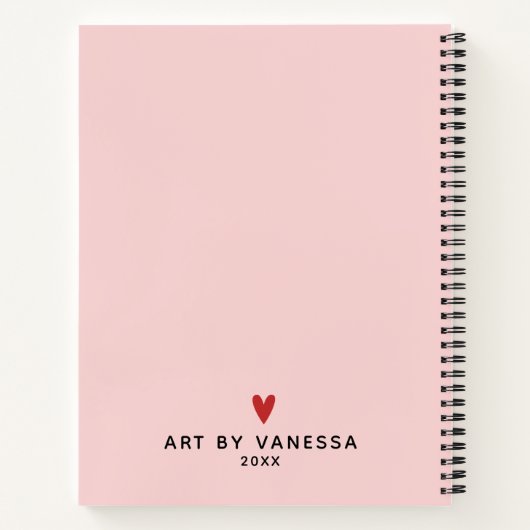 Carnet Élégant Script Pink Monogram Artist Sketchbook (Dos)