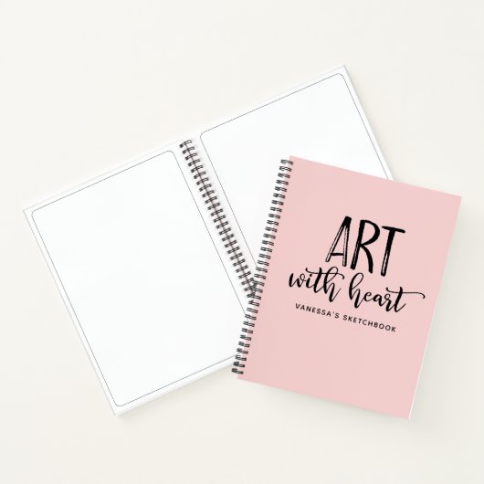 Carnet Élégant Script Pink Monogram Artist Sketchbook (Intérieur)