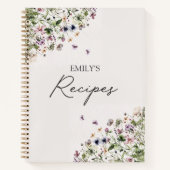 Carnet Élégant Script Ressort Purple Fleur sauvage Recett (Devant)